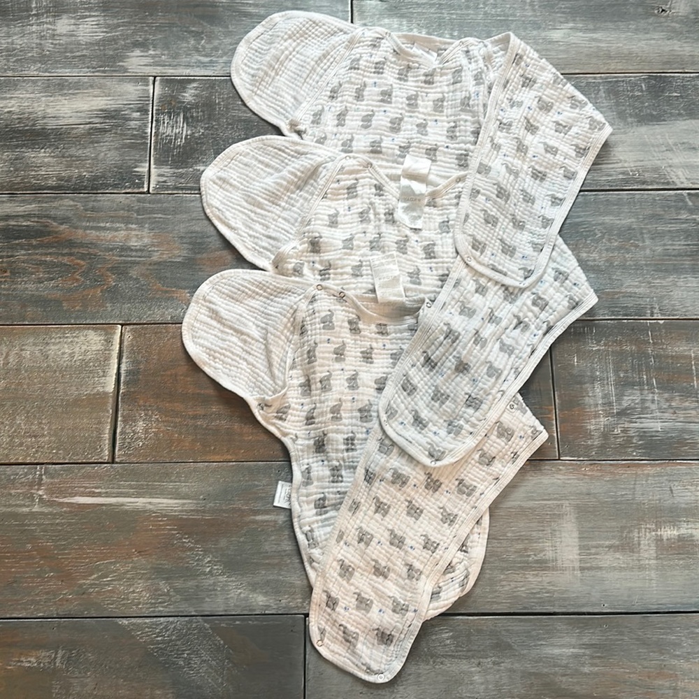 Bundle of 3 Aden adjustable 100% cotton swaddles